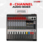 Consola de Sonido para DJ de 8 Canales con Mezcladora de Audio (Bluetooth y USB) - Arboleda Store