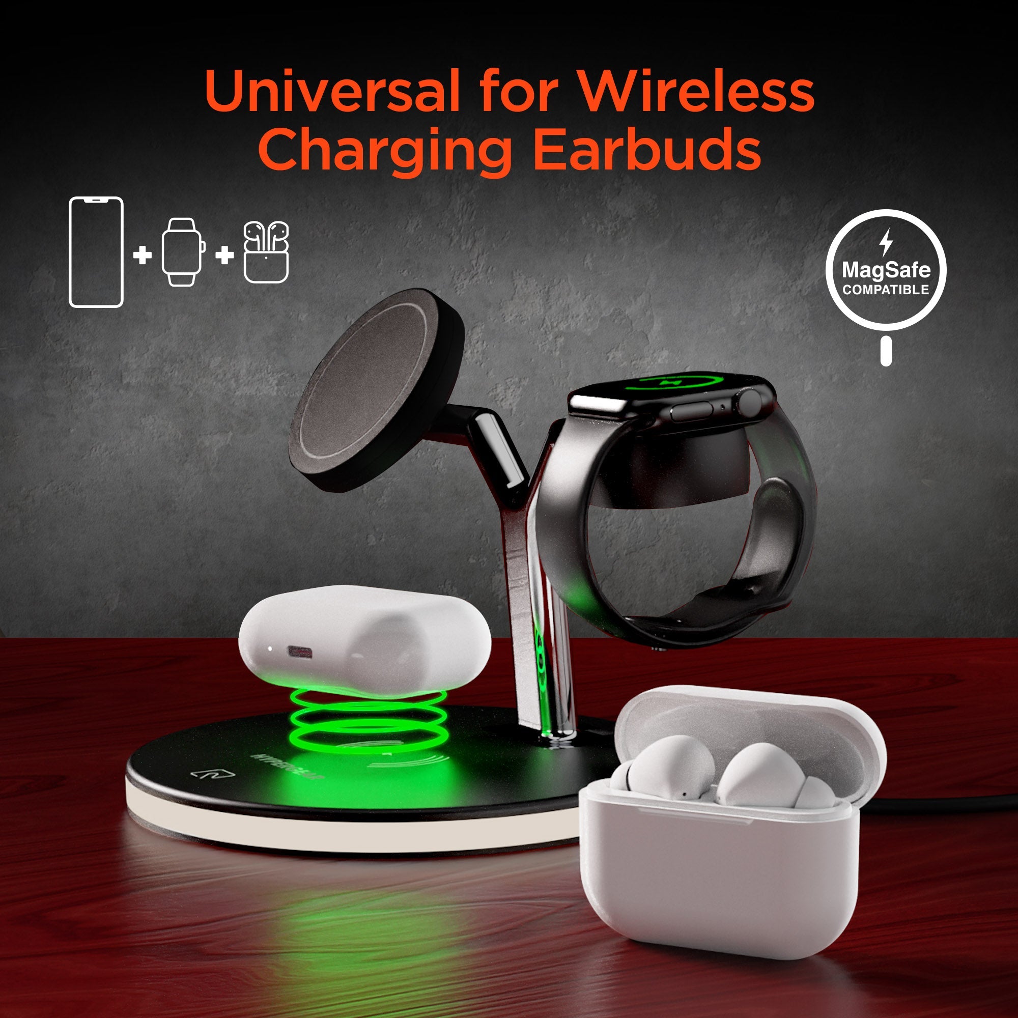 Soporte de Carga Inalámbrica MagSafe 3 en 1 HyperGear MaxCharge - Arboleda Store