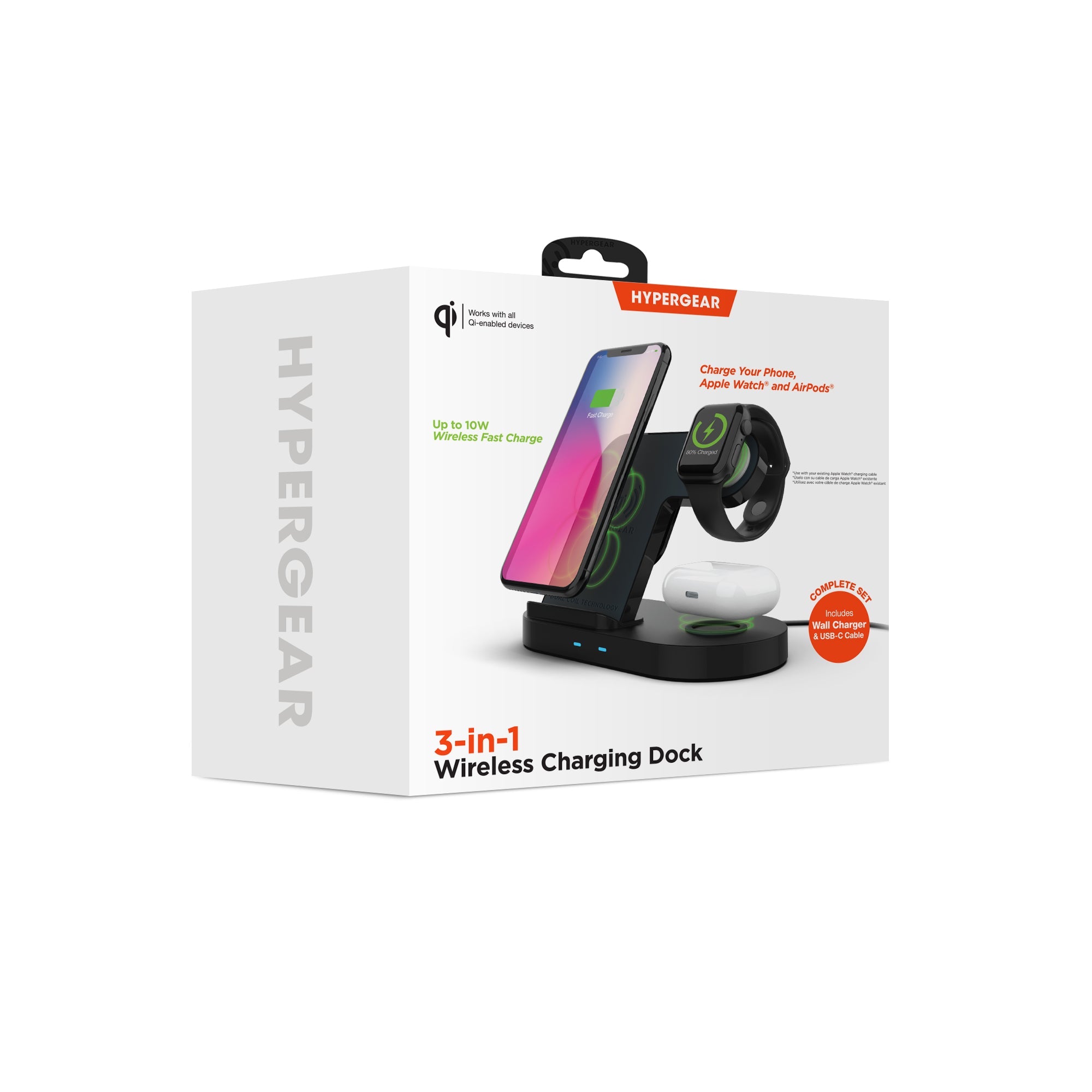Base de Carga Inalámbrica 3 en 1 Hypergear (Negra) - Arboleda Store