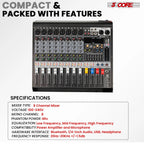 Consola de Sonido para DJ de 8 Canales con Mezcladora de Audio (Bluetooth y USB) - Arboleda Store