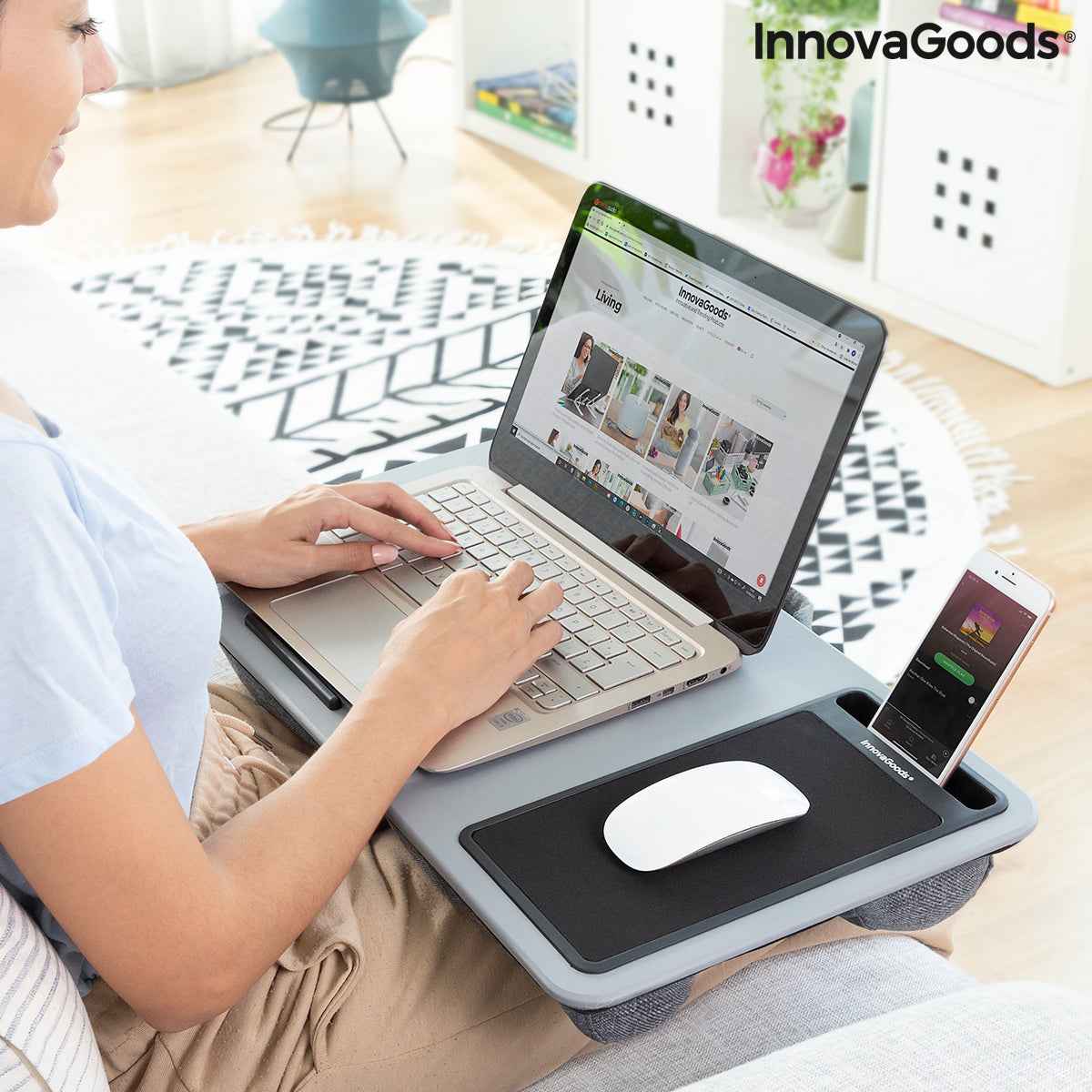 Mesa Portátil para Laptop con Cojín Extragrande (InnovaGoods)