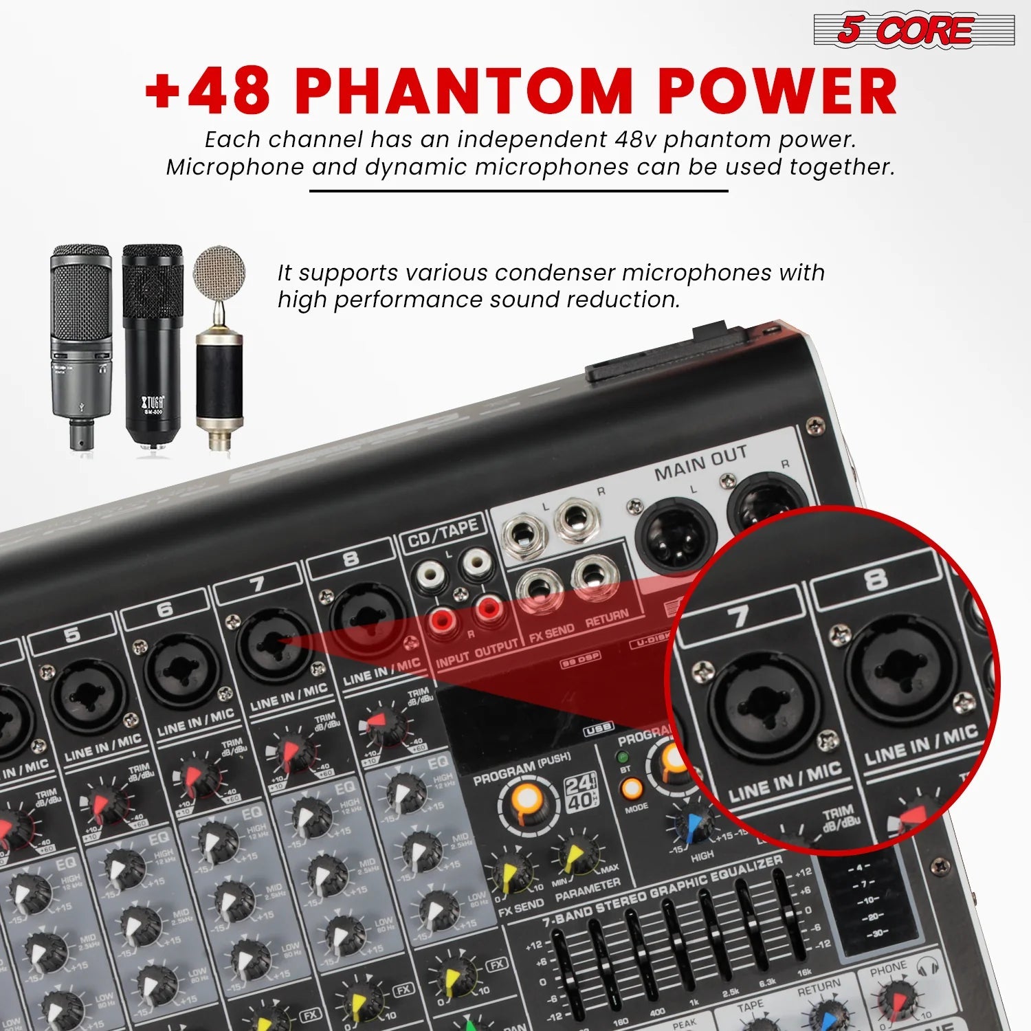 Consola de Sonido para DJ de 8 Canales con Mezcladora de Audio (Bluetooth y USB) - Arboleda Store