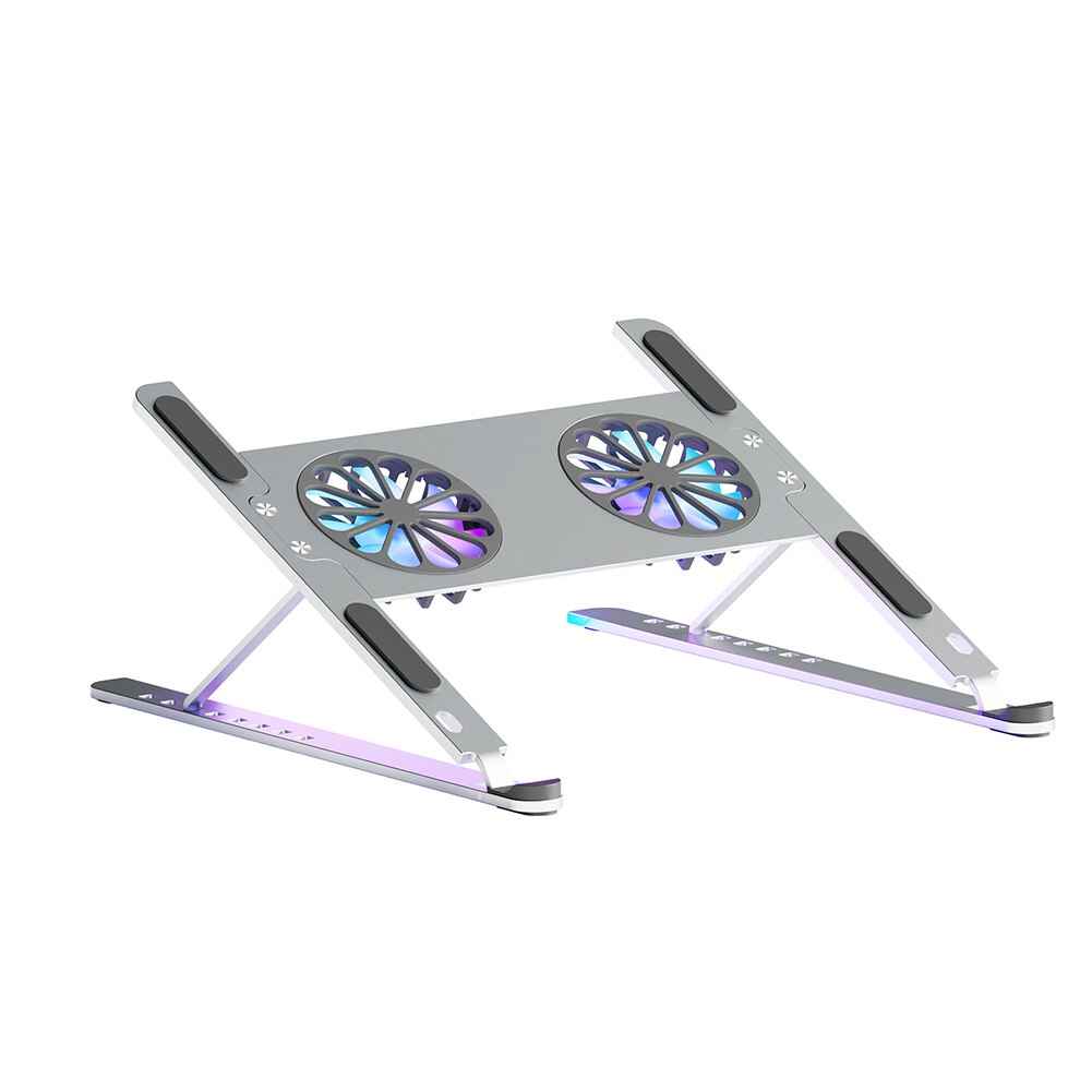 Soporte Ajustable para Portátil con Base de Refrigeración y 2 Ventiladores Desmontables
