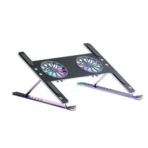 Soporte Ajustable para Portátil con Base de Refrigeración y 2 Ventiladores Desmontables
