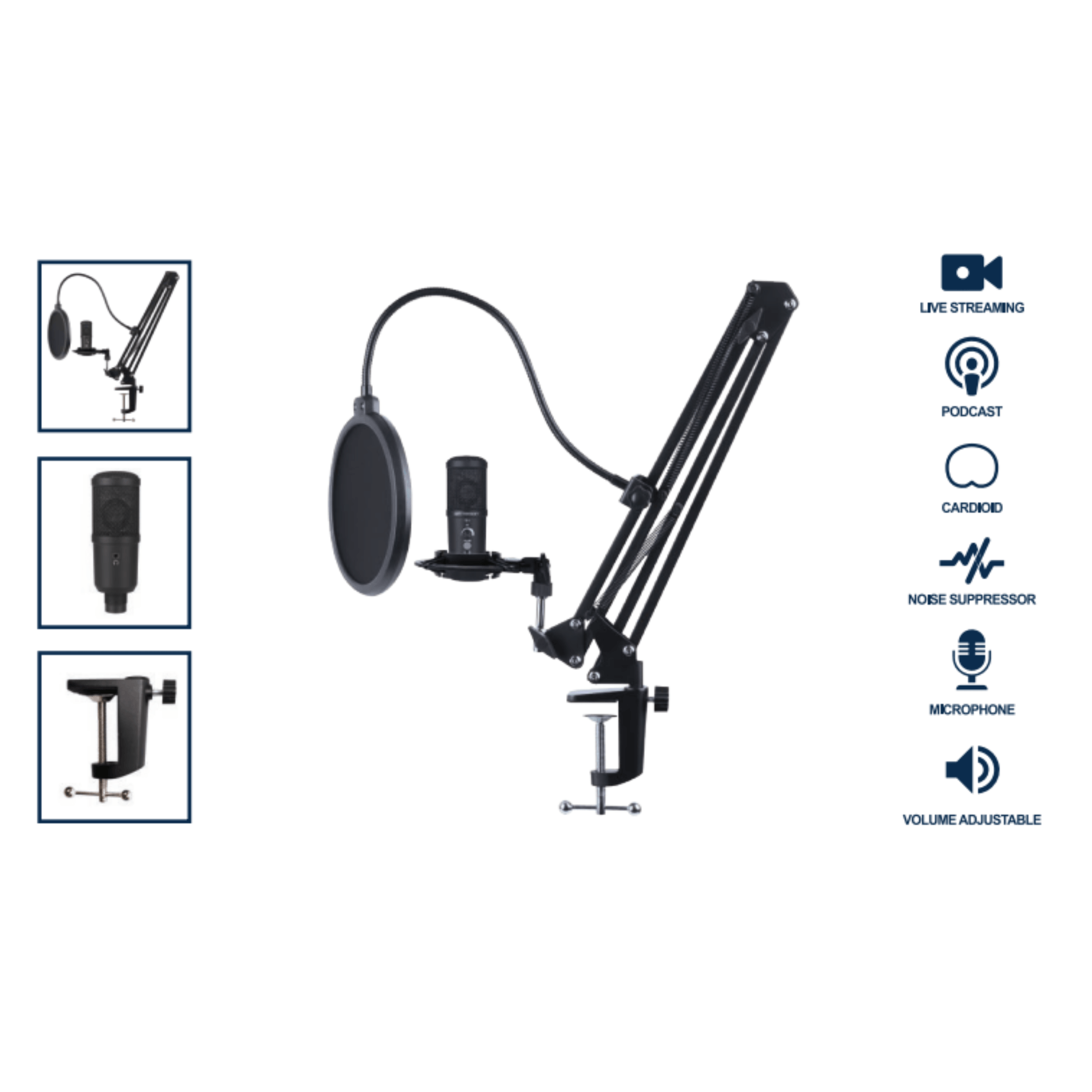 Micrófono Condensador USB Emerson para Gaming y Streaming - Arboleda Store