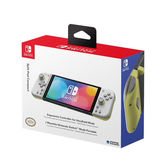 Mando HORI Split Pad Compact - Gris Claro y Amarillo - Arboleda Store