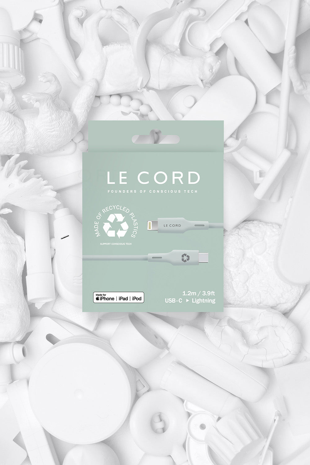 Cable iPhone Lightning a USB-C (1.2m) - Color 'Pale Pine' - Hecho de materiales reciclados - Arboleda Store