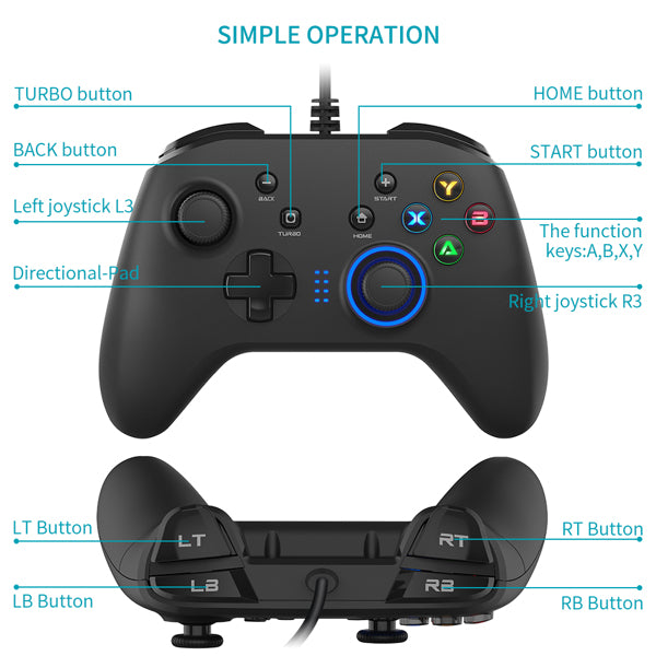 Mando Gaming con Cable (con Doble Vibración) - Arboleda Store