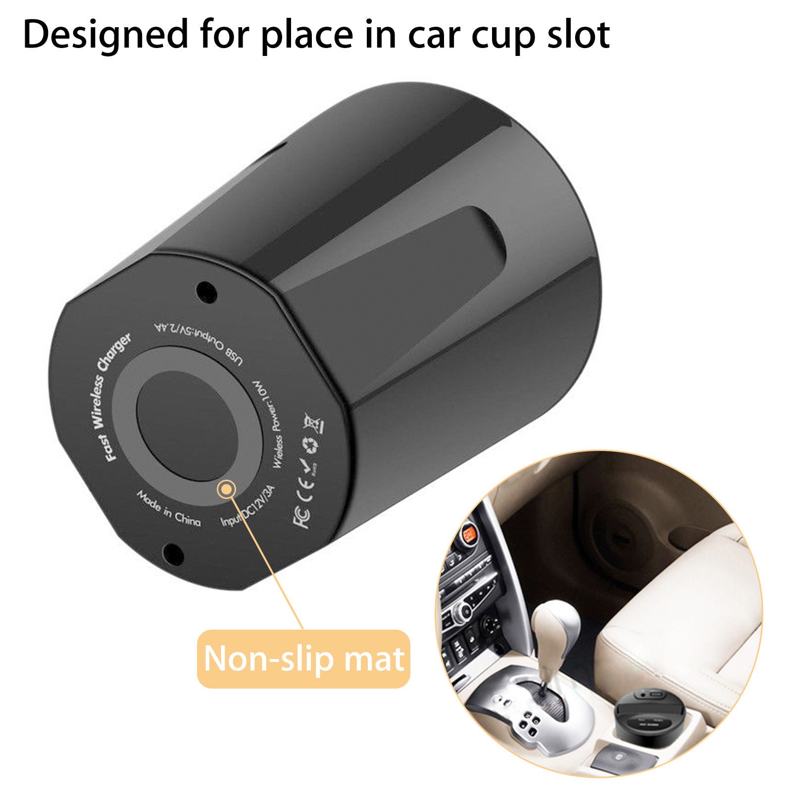 Soporte y Cargador Inalámbrico para Coche (Diseño de Portavasos) - Arboleda Store