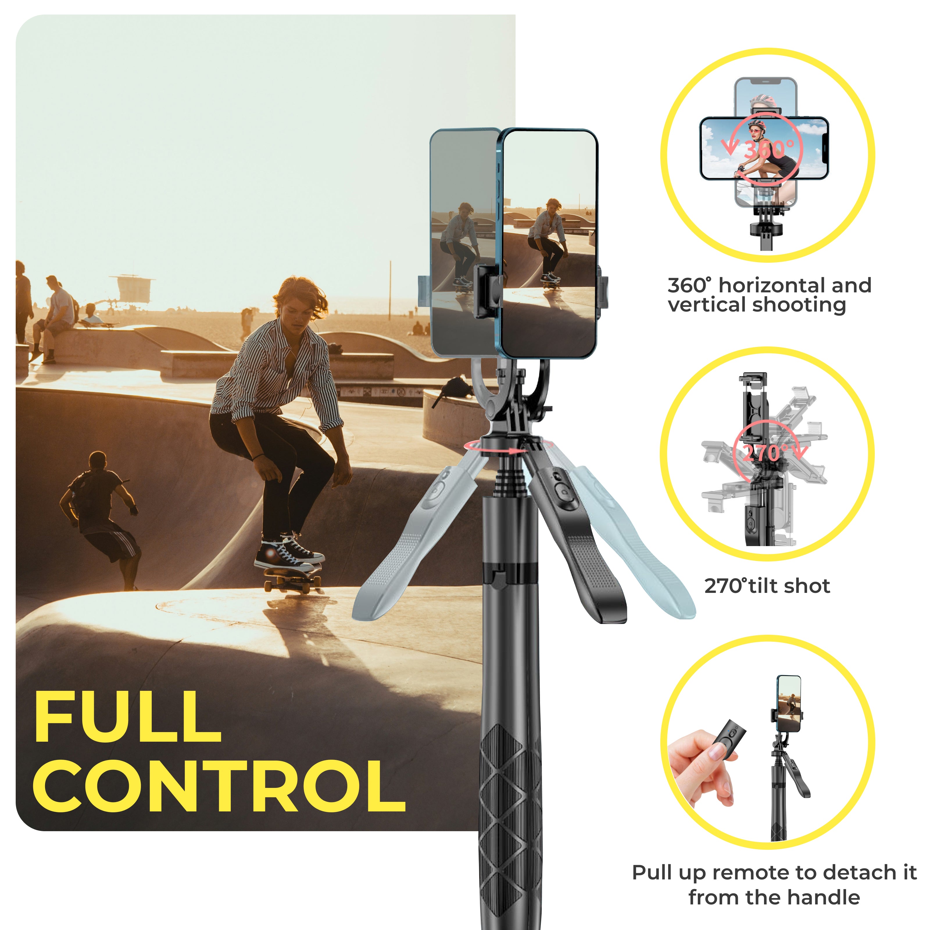 Trípode para Móvil con Palo Selfie de 62 Pulgadas y Control Remoto - Arboleda Store