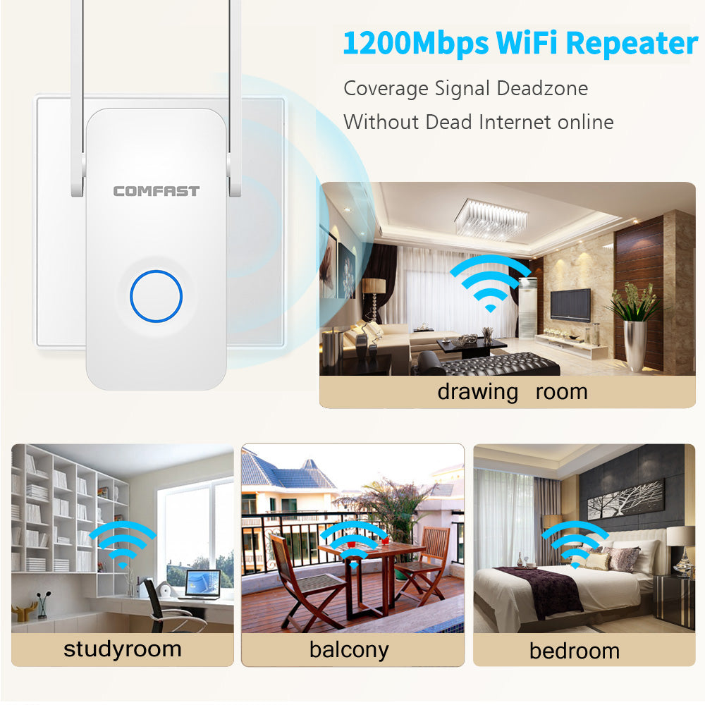 Repetidor y Amplificador WiFi de 1200 Mbps con Antena y Función de Enrutador - Arboleda Store