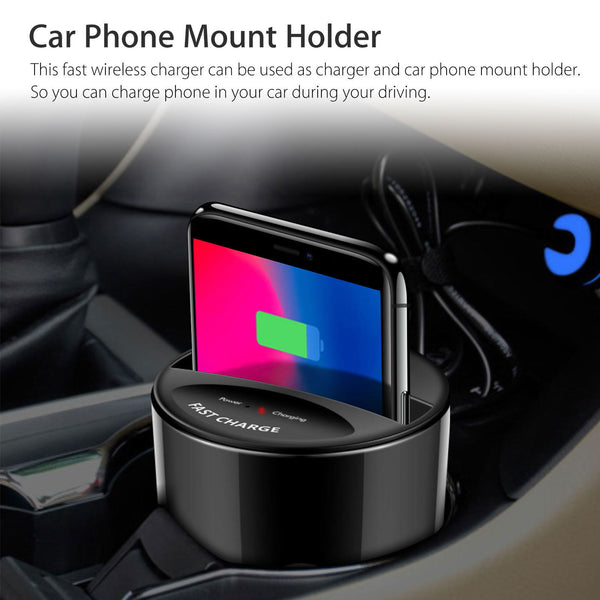 Soporte y Cargador Inalámbrico para Coche (Diseño de Portavasos) - Arboleda Store