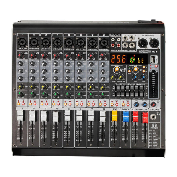 Consola de Sonido para DJ de 8 Canales con Mezcladora de Audio (Bluetooth y USB) - Arboleda Store