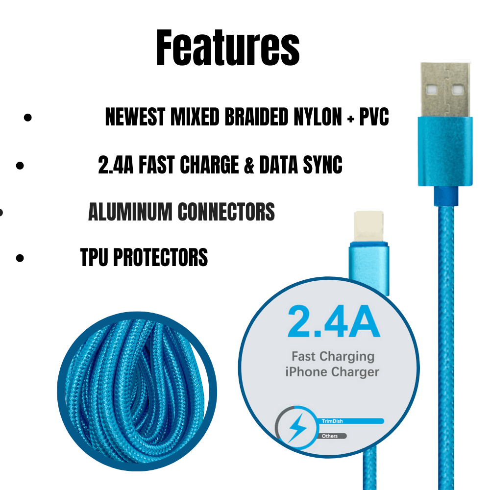 Paquete de 2 Cables Cargadores XL de 3 m Compatibles con iPhone