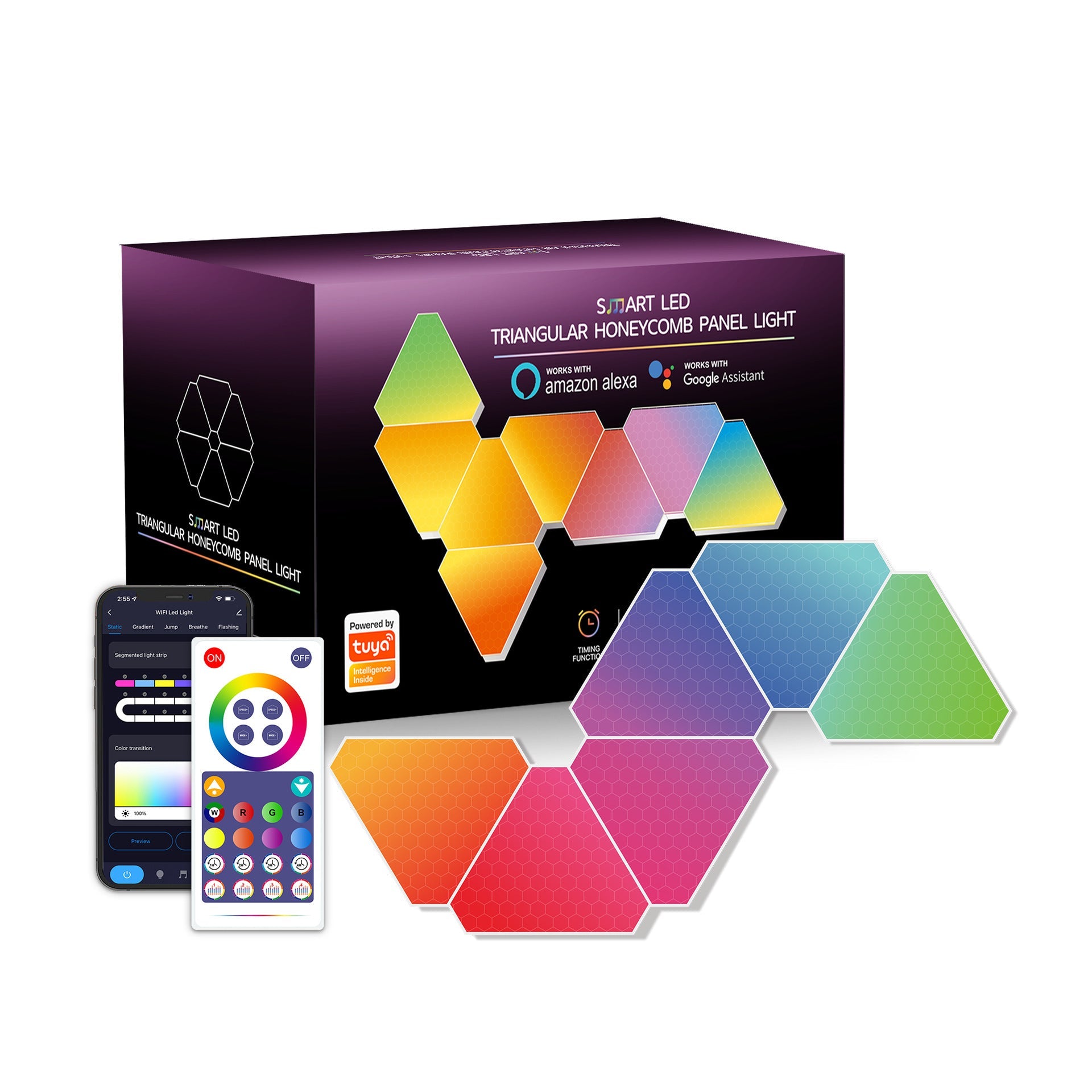 Pack de 10 Luces de Pared Inteligentes Modulares en Forma de Triángulo - Arboleda Store